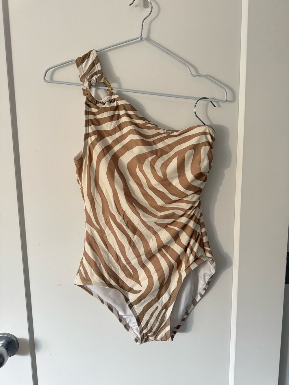 MICHAEL Michael Kors Zebra Print Off-Shoulder Swimsuit Size 8 One-Piece